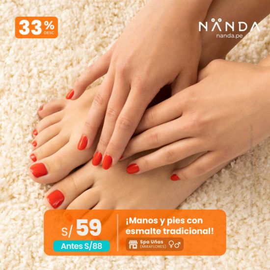 ¡Manos y pies con esmalte tradicional! 😍 - Spa Uñas (MIRAFLORES)